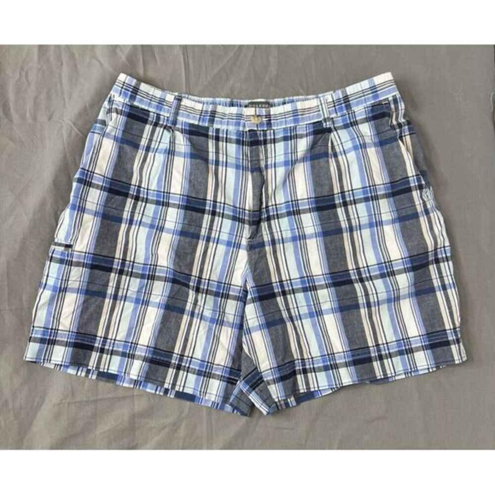 SaddleBred Men's Size 38 Shorts Cotton Plaid‎ Chino Pockets Half Elastic Waist